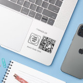 Sticker Code QR d'actif personnalisé | Logo d'entreprise d (Ordinateur portable avec iPhone)