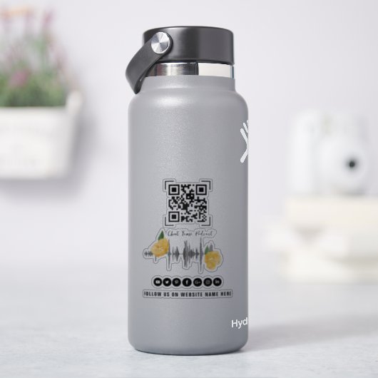 Sticker Code QR du podcast illustré moderne Suivre (HydroFlask)