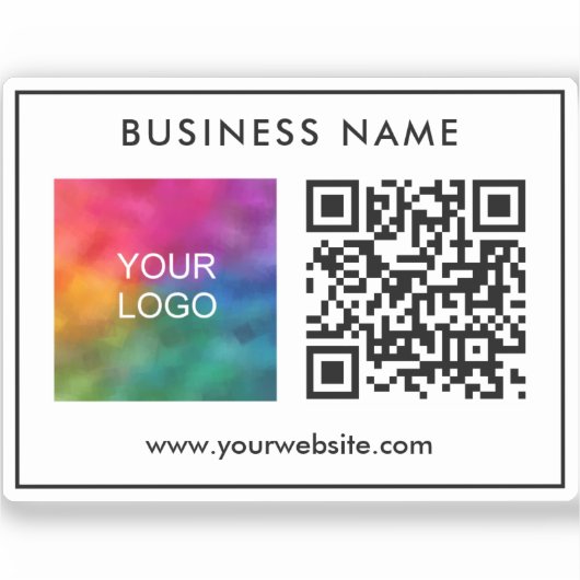 Sticker Code QR Modèle moderne Code QR Texte Logo d'entrep (Recto)