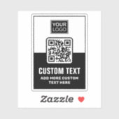 Sticker Code QR noir et blanc, logo et texte personnalisé (Feuille)