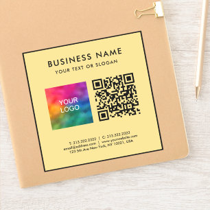 Sticker Code QR noir et or Logo de l'entreprise Texte Moye