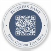 Sticker Code QR personnalisable & Texte | Bleu marine fonc (Devant)