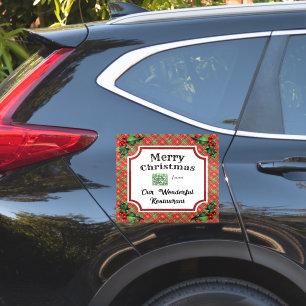 Sticker Code QR personnalisé Restaurant Noël Rouge Plat