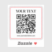 Sticker Code QR simple noir et blanc avec bordure rouge (Feuille)