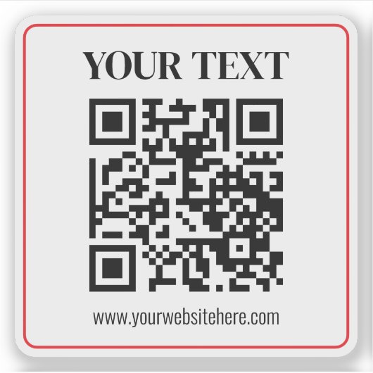 Sticker Code QR simple noir et blanc avec bordure rouge (Devant)