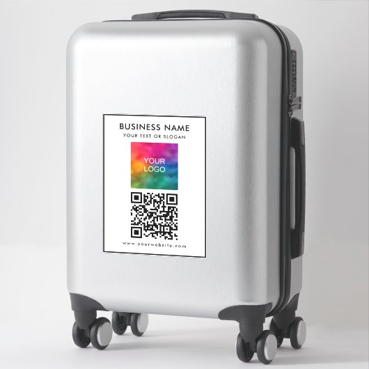 Sticker Code QR Texte Logo d'entreprise Ici Modèle personn (Sur valise)