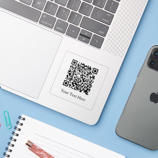 Sticker Code QR transparent votre texte ici (Ordinateur portable avec iPhone)