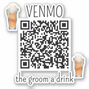 Sticker Code QR VENMO pour offrir un verre au marié Enterr