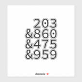 Sticker Codes de la zone du Connecticut (Feuille)