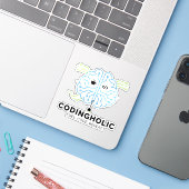 Sticker Codeur Tech Brain Programmeur (Ordinateur portable avec iPhone)