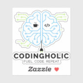 Sticker Codingholic Tech Brain Programmer (Feuille)