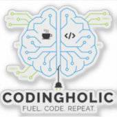 Sticker Codingholic Tech Brain Programmer (Devant)