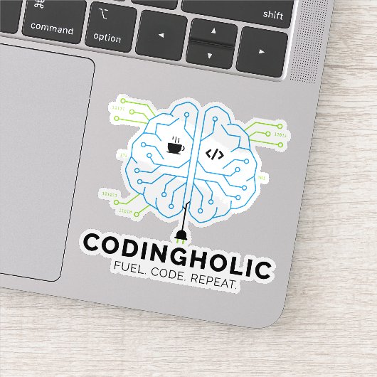 Sticker Codingholic Tech Brain Programmer (Détail)