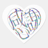 Sticker Cœur 感謝のココロ Thank you 多言語17国語 字抜きカラフル (Devant)