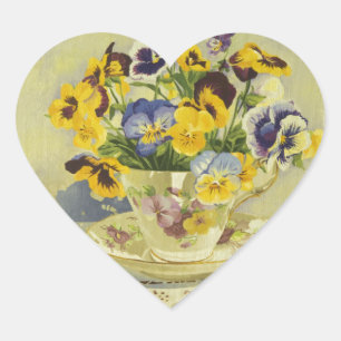 Sticker Cœur 1187 Pansies dans la Teacup