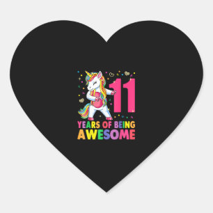 Sticker Cœur 11 Ans Unicorne Flossing 11e Anniversaire Girl U