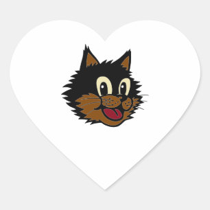 STICKER CŒUR 12 CUTE SOURIRE NOIR ET BROWN CHAT NEUGHTY