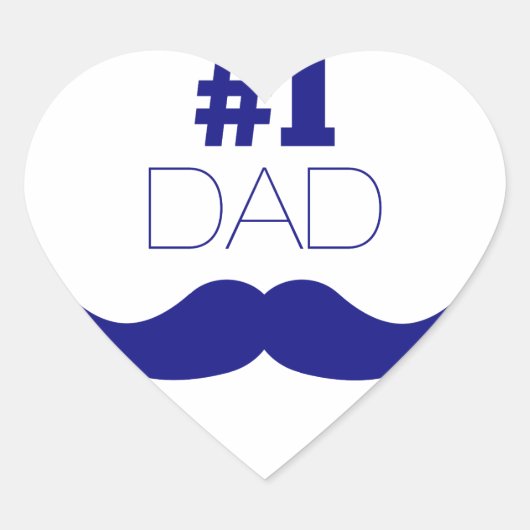 Sticker Cœur #1 Papa Blue Mustache (Devant)