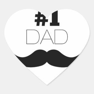 Sticker Cœur #1 Papa Mustache noire - Numéro Un