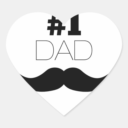 Sticker Cœur #1 Papa Mustache noire - Numéro Un (Devant)