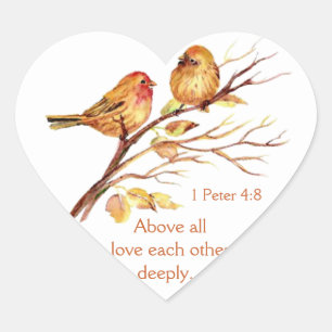 Sticker Cœur 1 Pierre 4:8 Aimez-Vous L'Un L'Autre Écriture Prof