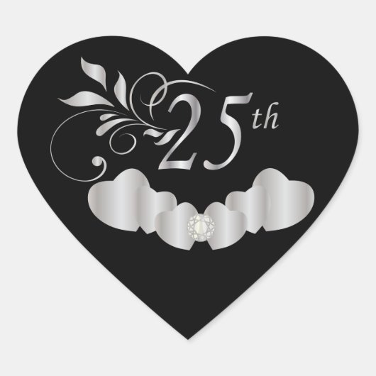 Sticker Cœur *25e anniversaire du Mariage d'argent (Devant)