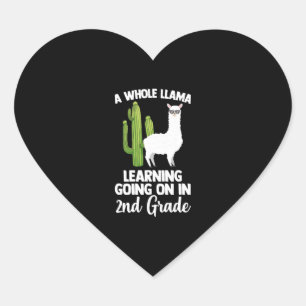 Sticker Cœur 2e Grade Teacher Kids Back To School Llam