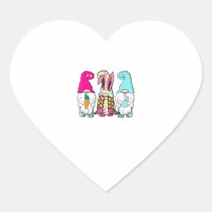 Sticker Cœur 3 Gnomes de Pâques Pastel Printemps Bunny Ears Rab