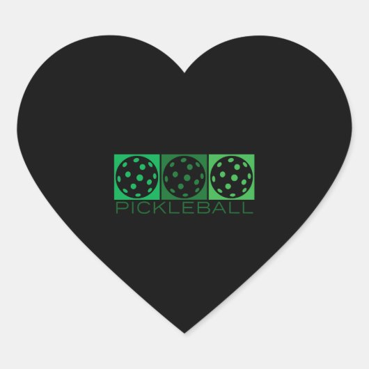 Sticker Cœur 3 Pickleballs verts transparents (Devant)