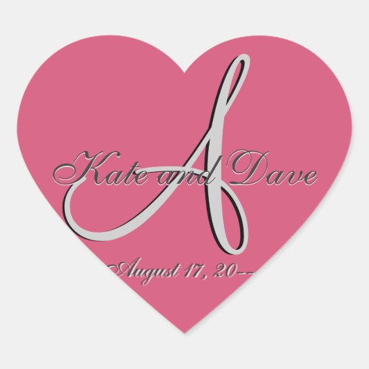 Sticker Cœur 3e Monogramme Faveur de mariage V (Devant)