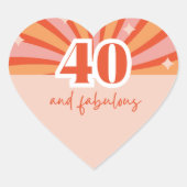 Sticker Cœur "40 et fabuleux", pêche rétro (Devant)