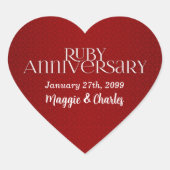 Sticker Cœur 40e Noms d'anniversaire du Mariage de Ruby (Devant)