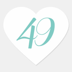 Sticker Cœur 49e fête d'anniversaire Turquoise Quarante-neuf an