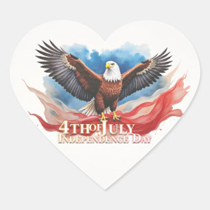 Sticker Cœur 4 juillet Aigle – Conception d'art patriotique