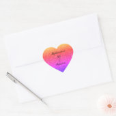 Sticker Cœur 50 Et Fabuleux Anniversaire Rose Black Violet Part (Enveloppe)