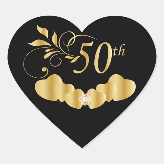 Sticker Cœur *50e anniversaire de Mariage d'or (Devant)