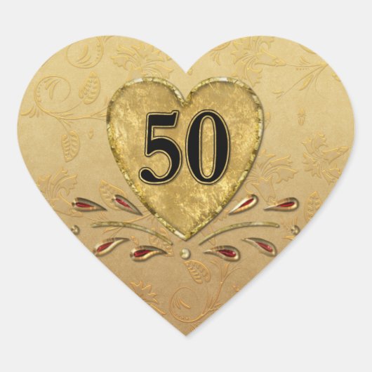 Sticker Cœur 50e Anniversaire d'or Coeur (Devant)