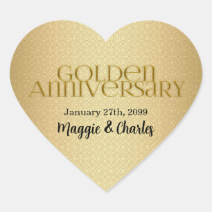 Sticker Cœur 50e Anniversaire Mariage d'or