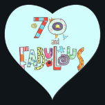 Sticker Cœur 70 and Fabulous Happy 70th Birthday<br><div class="desc">70 et fabuleux autocollant de coeur. Joyeux 70e anniversaire en lettres colorées autocollant coeur.</div>