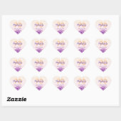 Sticker Cœur 70e anniversaire blush violet fleurons nom (Feuille)