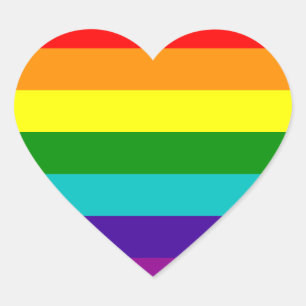 Sticker Cœur 7 bandes Stick Gay pride arc-en-ciel