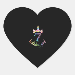 Sticker Cœur 7e Unicorn t-shirt fille anniversaire 7 ans partie