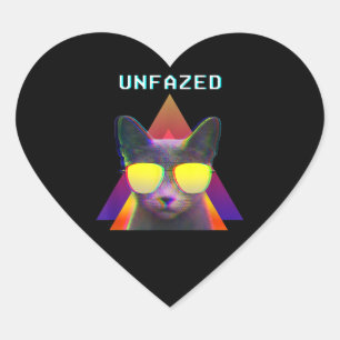Sticker Cœur 80s Rétro Vaporwave Style esthétique Chat non fo