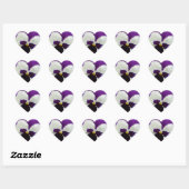 Sticker Cœur 9 Pansy peint blanc violet (Feuille)