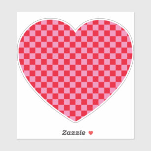 Sticker Cœur à carreaux rouge et rose