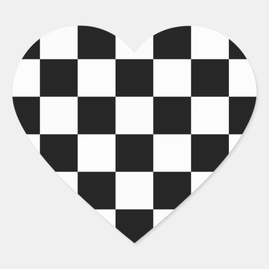Sticker Cœur à damiers noir et blanc (Devant)