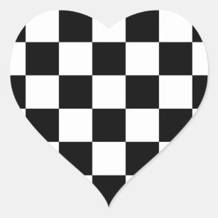 Sticker Cœur À damiers noir et blanc