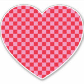 Sticker Coeur À damiers rouge et rose (Devant)