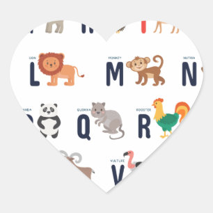 Sticker Cœur ABC animal - Alphabet