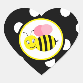 Sticker Cœur Abeille bourdonnante - Rose / Noir
